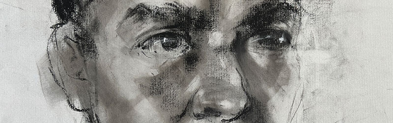 Charcoal Portrait Drawing, Clara Lieu, banner