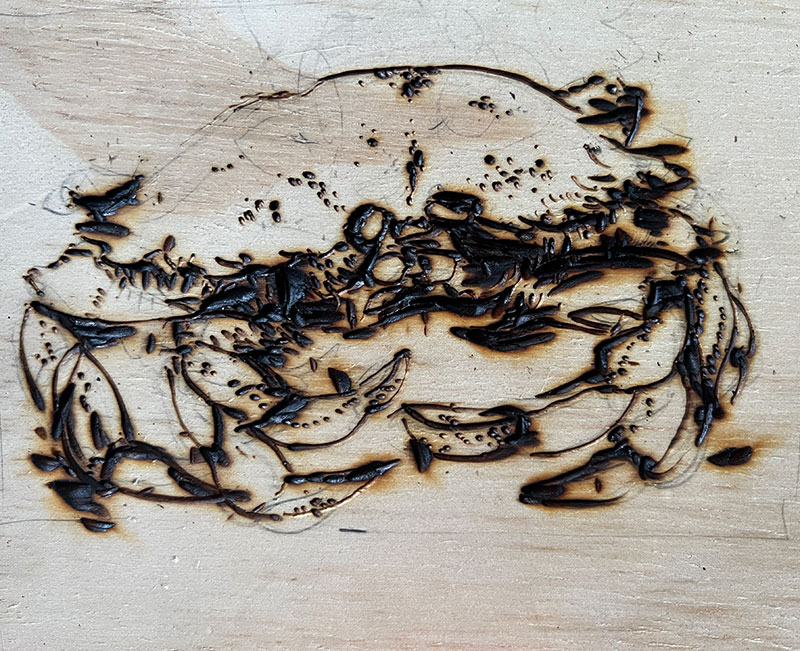 clara pyrography crab